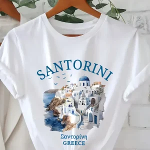 Santorini Parinted t shirt Hiruapparel.com