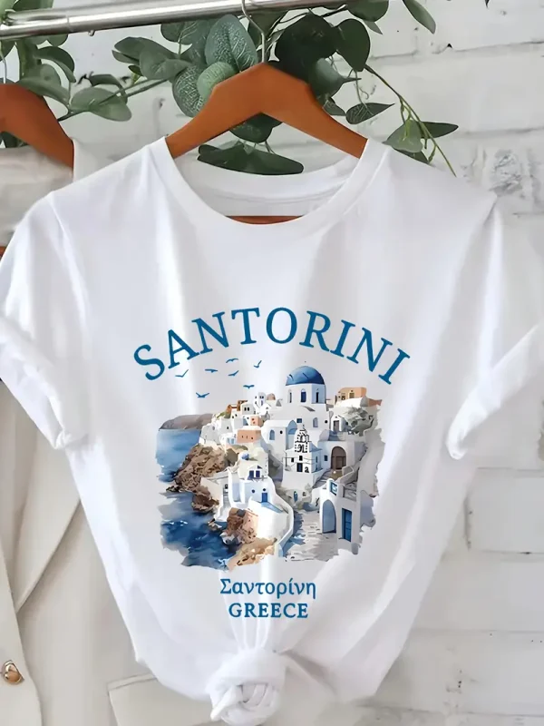 Santorini Parinted t shirt Hiruapparel.com