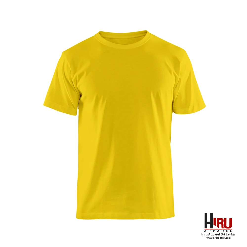 MANGO YELLOW UNISEX CREW NECK PLAIN T-SHIRT