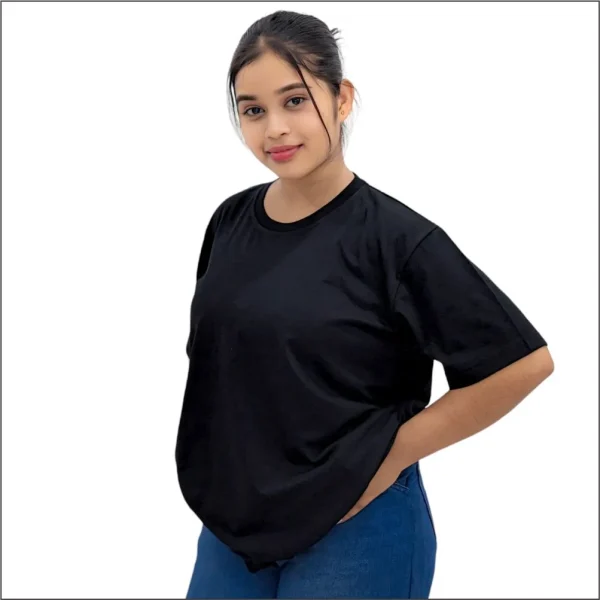 JET BLACK UNISEX CREW NECK PLAIN T-SHIRT - Image 2