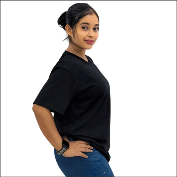 JET BLACK UNISEX CREW NECK PLAIN T-SHIRT - Image 3