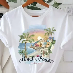 Amalfi Coast Beach Casual Printed T-Shirt