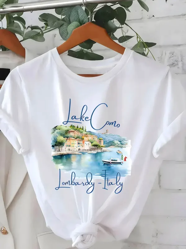 Lake Como Casual Printed T-Shirt