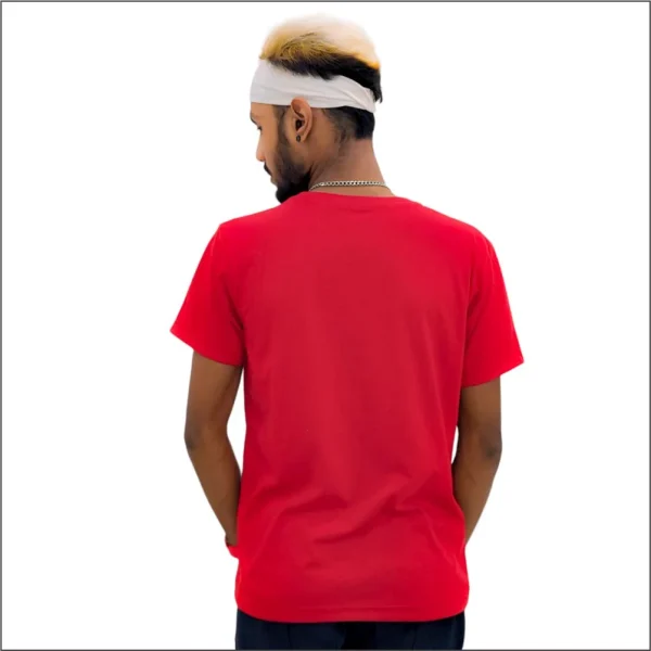 CHERRY RED UNISEX CREW NECK PLAIN T-SHIRT - Image 2