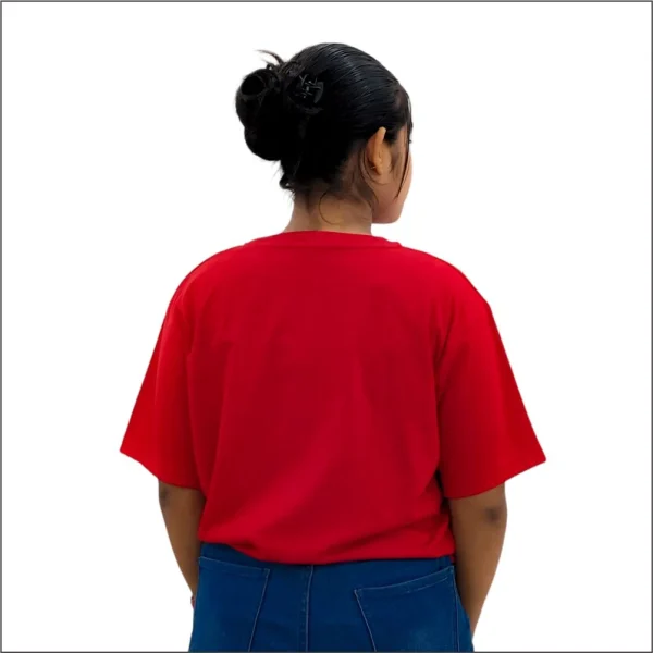 CHERRY RED UNISEX CREW NECK PLAIN T-SHIRT - Image 3