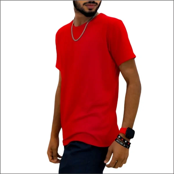 CHERRY RED UNISEX CREW NECK PLAIN T-SHIRT - Image 5