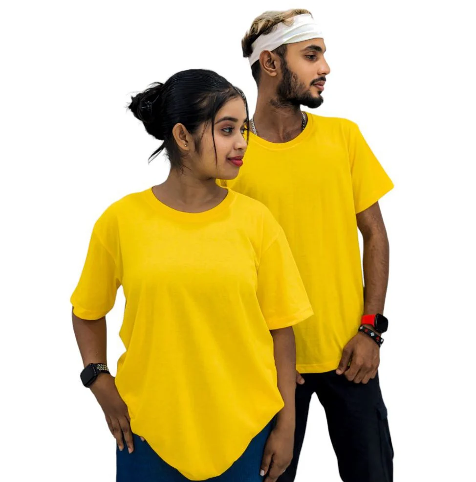 Mango Yellow UNISEX CREW NECK PLAIN T-SHIRT