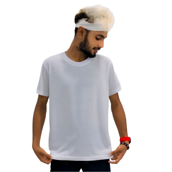 PREMIUM WHITE UNISEX CREW NECK PLAIN T-SHIRT - Image 4