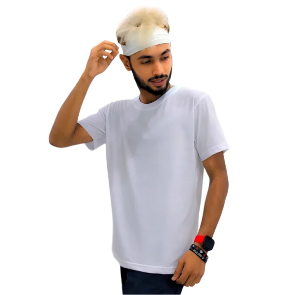 PREMIUM WHITE UNISEX CREW NECK PLAIN T-SHIRT - Image 3