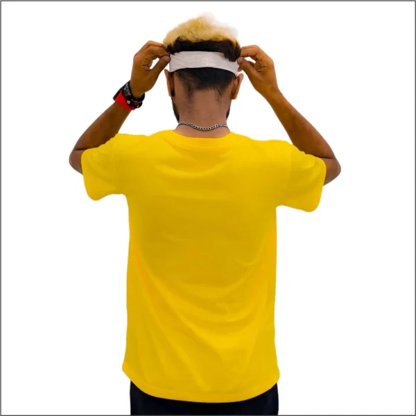 MANGO YELLOW UNISEX CREW NECK PLAIN T-SHIRT - Image 4