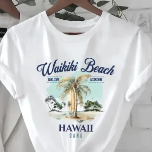 Waikiki Beach Parinted t shirt Hiruapparel.com