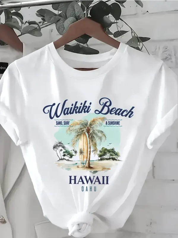 Waikiki Beach Parinted t shirt Hiruapparel.com